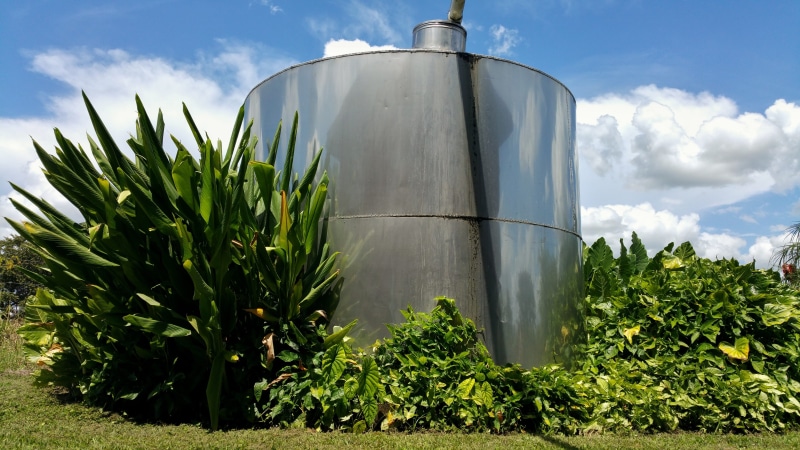 low angle view, 5K, day, outdoors, water tank, steel, sunlight, metallic, agriculture, alloy, farm, cloud - sky, built structure, container, factory, food and drink