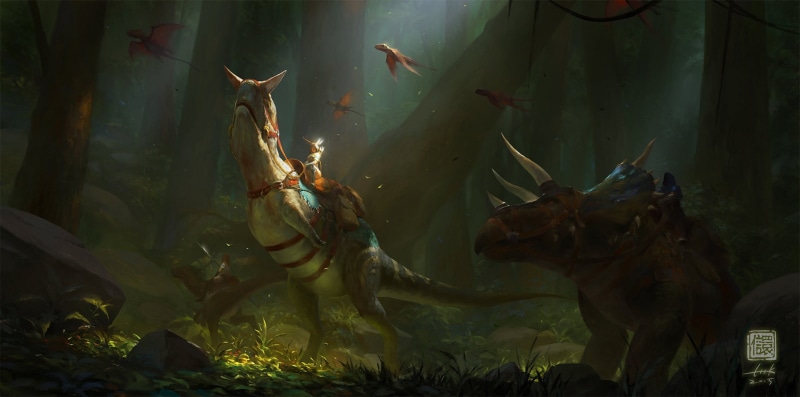1080P, gray, mammal, plant, two, dragon, day, glass - material, fish, vertebrate, animals in captivity, Ark: Survival Evolved, animals in the wild, no people