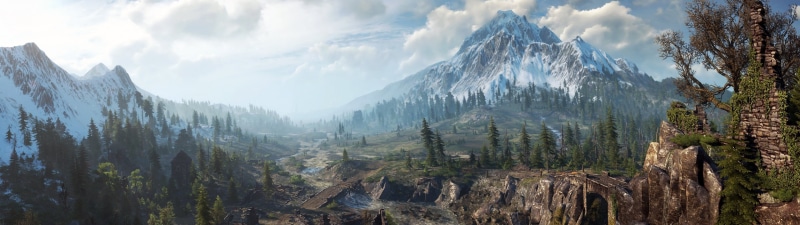 4K, Hunt, action, dual, Witcher, warrior, wild, 3840x1080 px, multi, Dark, poster, Fighting, fantasy