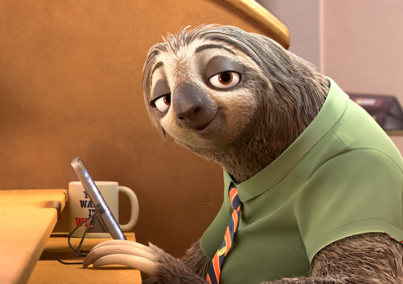 sloth, Best Animation Movies of 2016, cartoon, Zootopia, 4K
