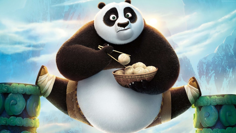 stuffed toy, cloud - sky, nature, food, snow, representation, Kung Fu Panda 3, cartoon, close-up, day, creativity, table, sunlight, sky, art and craft