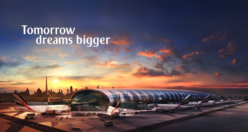 communication, travel, A380, built structure, Dubai, mode of transportation, city, outdoors, sign, building exterior, Airliner, orange color, text, The building