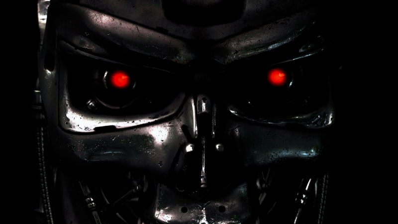 endoskeleton, representation, close-up, machine, reflection, illuminated, machinery, red eyes, indoors, metal, no people, car, chrome, science fiction