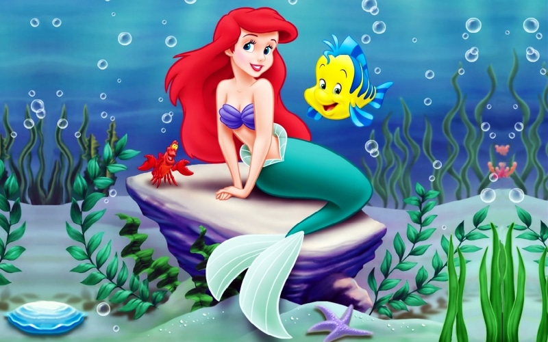happy faces, 2K, funny, mermaid, little, disney, ariel