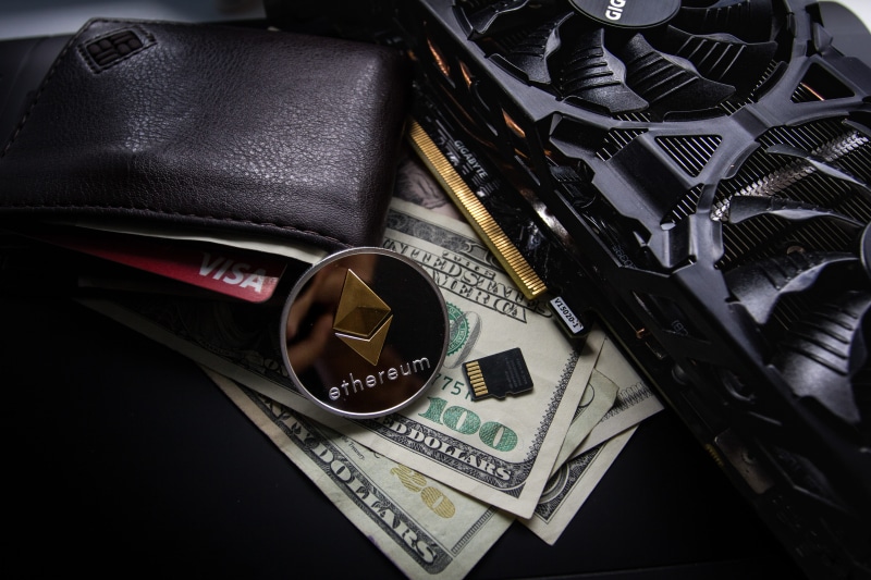 visa, publication, ethereum, leather, security, bank, blockchain, close-up, black color, benjamin franklin, economy, 5K, gigabyte, dollar bill, finance