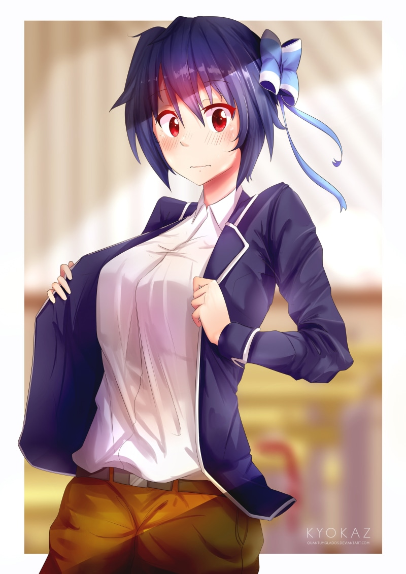 blushing, females, 5K, one person, Tsugumi Seishirou, women, red eyes, fashion, beauty, looking at camera, fashion model, beautiful people, modern, portrait