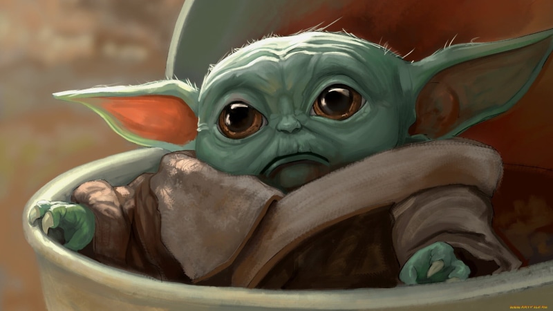 science fiction, artwork, The Mandalorian, 1080P, Baby Yoda