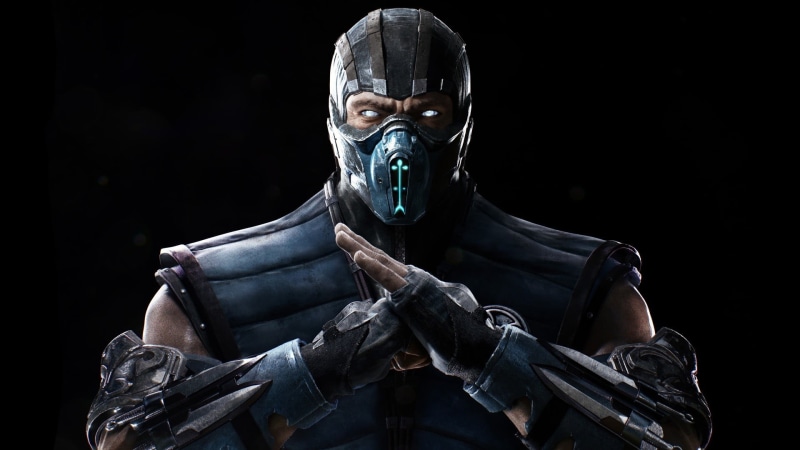 Sub Zero, sculpture, human representation, architecture, suit of armor, people, kombat, front view, indoors, subzero, black background, the past, video games