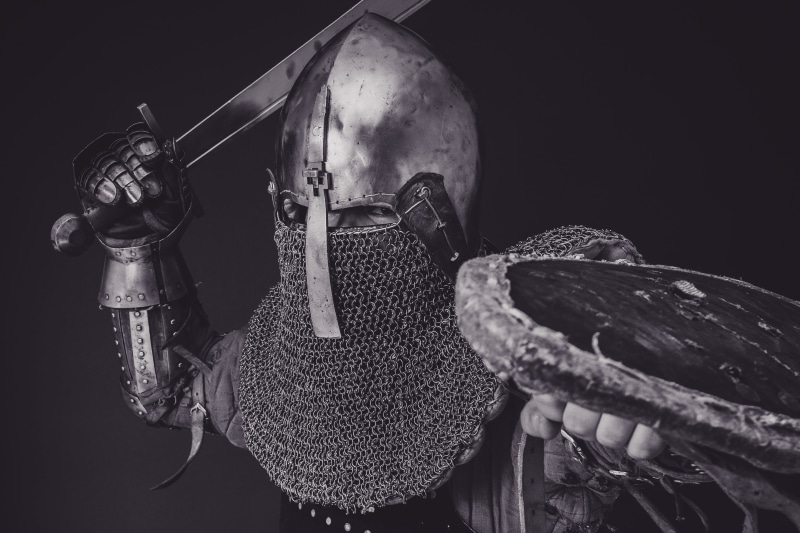 sword, architecture, old, knight - Person, holding, history, one person, 4K, strength, people, men, weapon, knight, wood - material, studio shot, face shield