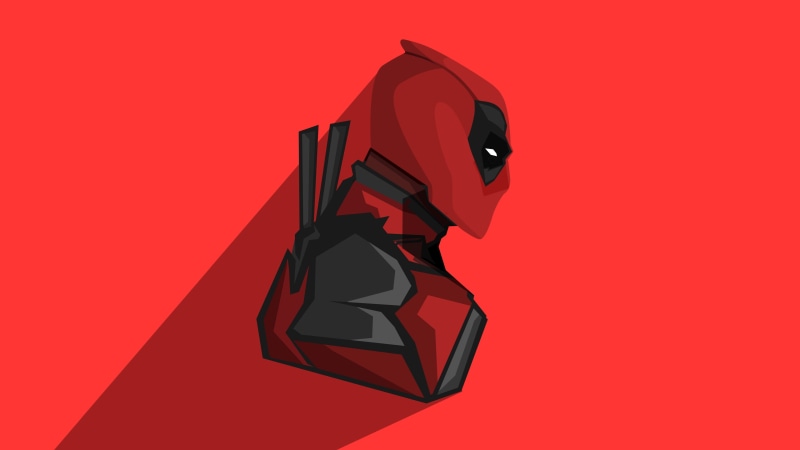 background, 4K, comic, mask, katana, Deadpool, swords, shadow, red, costume, fiction, vector