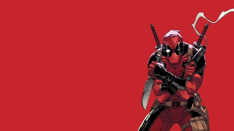 Wade Wilson, 1080P, Deadpool, Marvel Comics, Gun, Costume, Weapon, Red, Smoke, Knife, Comics, Marvel, Swords, Weapons