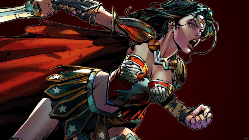 DC Comics, sword, simple background, warrior, fantasy art, superheroine, artwork, weapon, superhero, Wonder Woman, fantasy, 1080P, comics