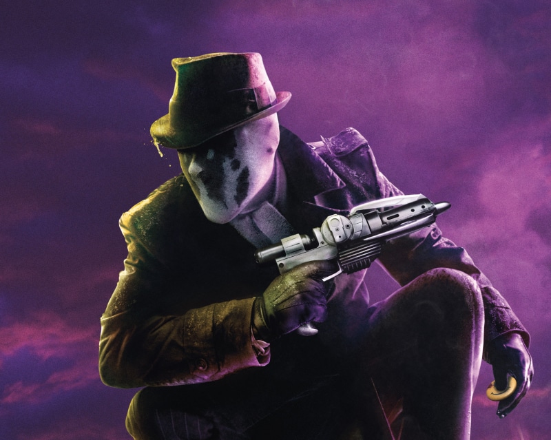 Rorschach, Smoge, Super, Legendary Pictures, DC Comics, Mask, Jackie Earle Haley, Guns, 2K, Fog, Sci-Fi, City, with, Pistol, Masked, Light