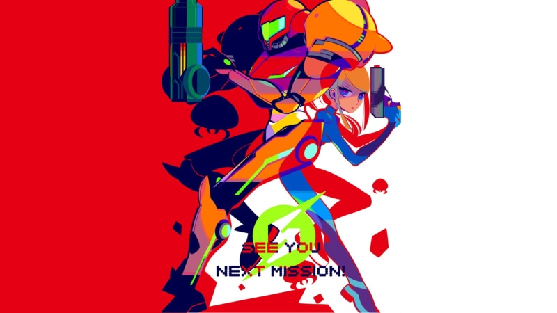 Metroid Prime, white background, toy, day, no people, multi colored, large group of objects, mid-air, copy space, outdoors, Metroid, Samus Aran, man, artwork