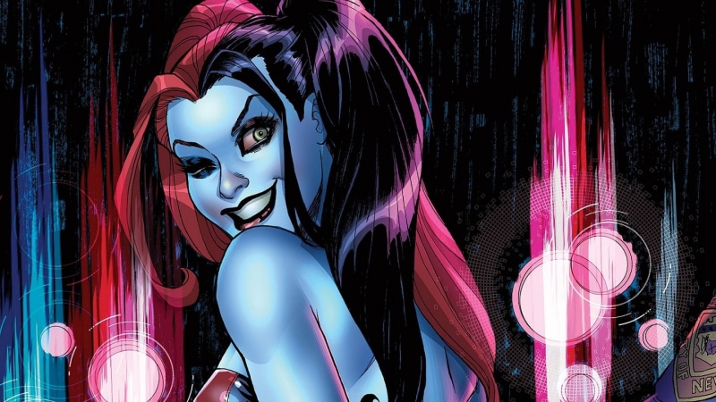 decoration, disguise, multi colored, illuminated, glowing, human representation, Harley Quinn, indoors, lighting equipment, long exposure, comic books