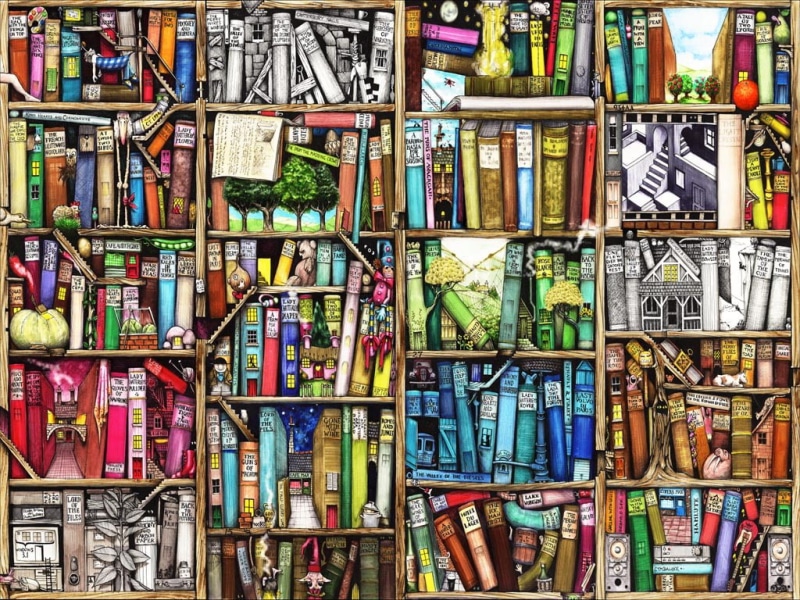 480P, hd, books, library, cartoon/comic