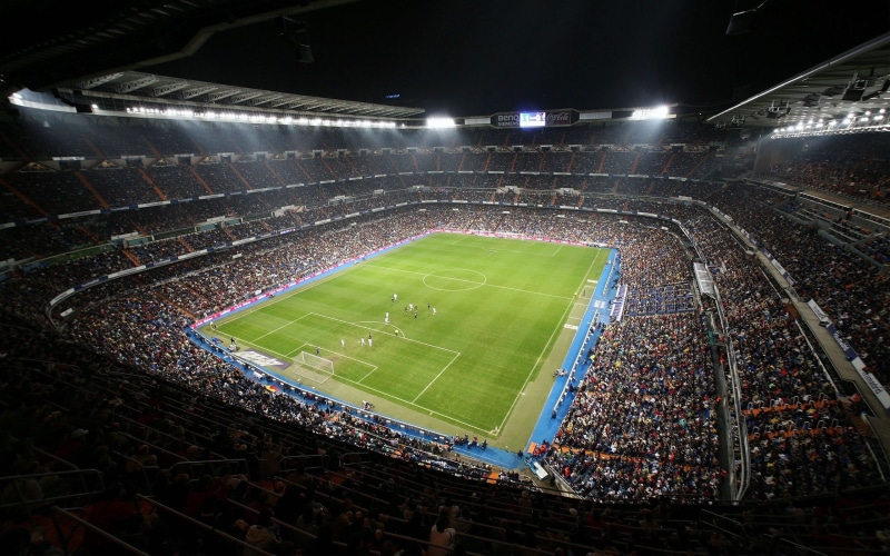 lighting equipment, playing field, illuminated, cup, 2K, grass, sports team, Santiago Bernabeu Stadium, Real Madrid, light - natural phenomenon, sport