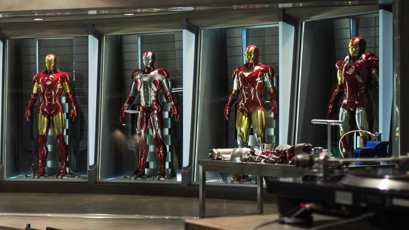 Iron Man 3, statue, sculpture, standing, art and craft, male likeness, arts culture and entertainment, man, people, group of people, full length, architecture