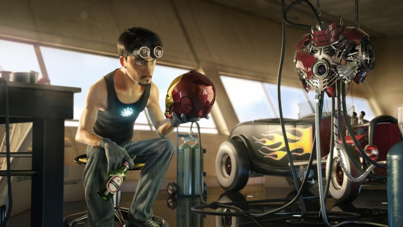 tony, iron man, stark, suit, iron, 2K, digital art, working, 2560x1440, man, tony stark
