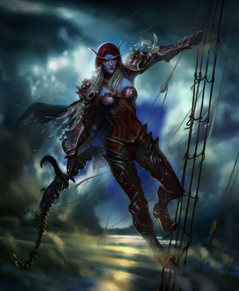 digital composite, weapon, art and craft, cloud - sky, adult, cyborg, robot, representation, Sylvanas Windrunner, archer, human body part, human representation