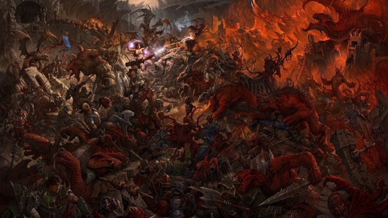 1080P, Games, artwork, orcs, battle, warhammer, warriors, dragons, fantasy, magic
