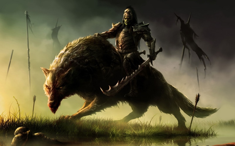 werewolf, fantasy art, no people, herbivorous, livestock, Orc, plant, land, animal themes, Battlefield, nature, domestic animals, creature, warrior