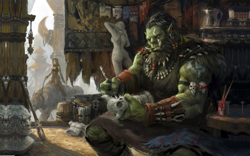 1080P, art, fantasy, Orc, sculptor