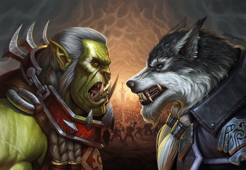 WarCraft, Illustration, World of  WarCraft, Blizzard, Characters, 1080P, Battle For Azeroth Fanart: Saurfang vs Greymane, Kyle Herring, Battle For Azeroth