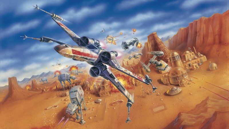Star Wars, TIE Fighter, 2K, Rebel Alliance, TIE Bomber, artwork, Imperial Forces, explosion, X-wing, Tatooine, AT-AT, Y-Wing, battle, desert