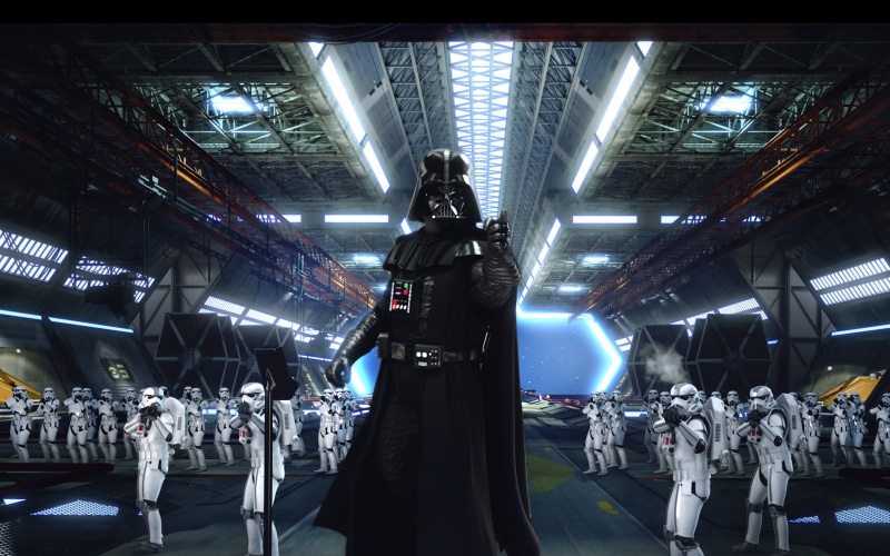 wars, leisure activity, sculpture, scene, Sith, render, Star Wars, people, darth, illuminated, star, new York City, science fiction, showing, indoors, 3D
