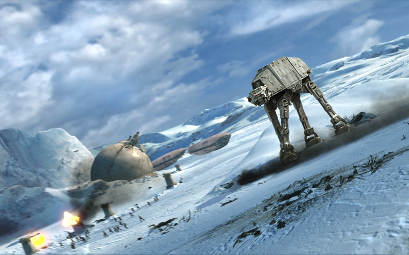 star, Star Wars, wars, atat, environment, 2K, beauty in nature, sky, winter, tranquil scene, frozen, mountain range, white color, cloud - sky, Battle of Hoth
