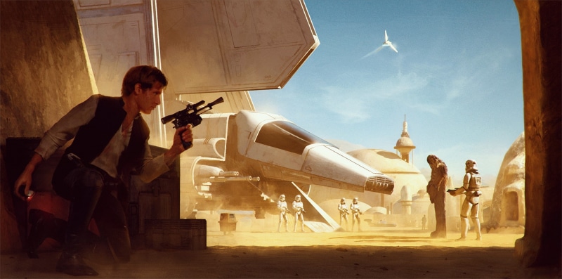 Han Solo, Star Wars, artwork, stormtrooper, Chewbacca, 1080P