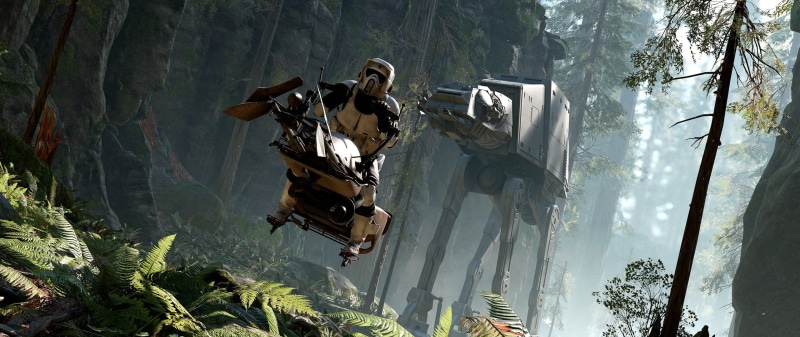 2K, star wars star wars battlefront video games atat speeder bike battle of endor ultrawide