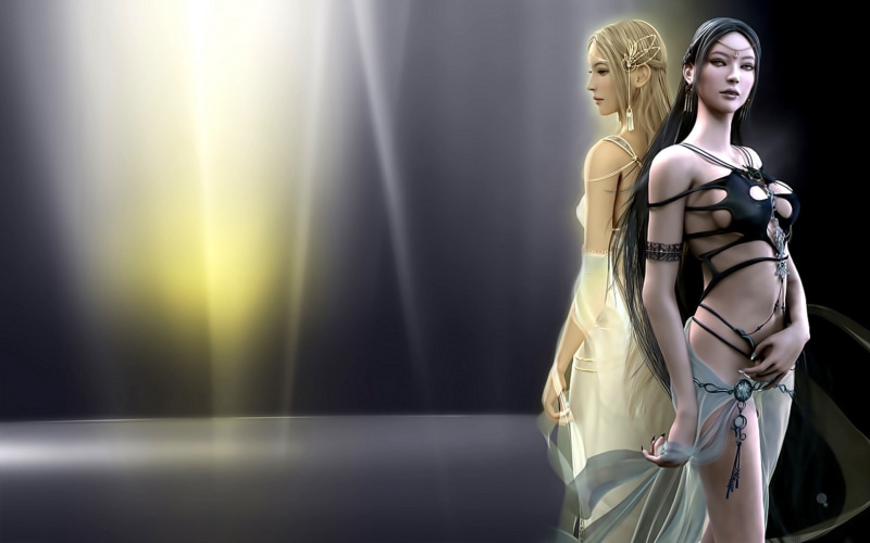 goddess, Drada (Light Alliance), the fight between the two goddesses, Riel (Union Of Fury), elf, 1080P, Shaiya: light and darkness, fantasy world