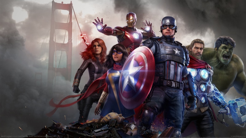 video games, digital art, video game art, Iron Man, Captain America, Hulk, Marvels Avengers, Thor, bridge, Black Widow, 4K