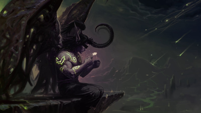 art and craft, men, women, day, Illidan Stormrage, statue, adult, famous Place, symbol, lake, reflection, one person, real people, World of Warcraft, holding