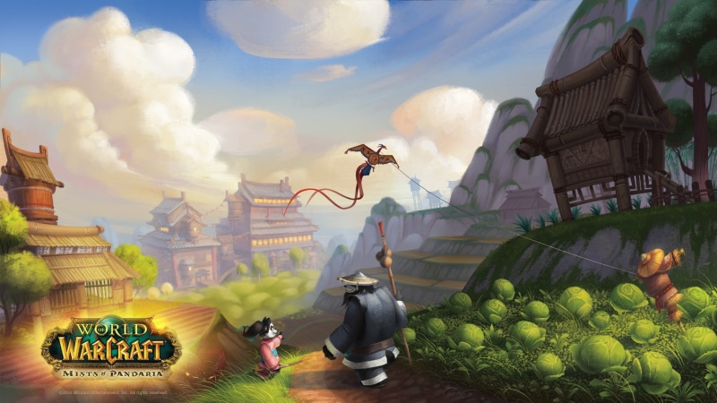 sky, representation, city, real people, outdoors, men, building, fruit, architecture, built structure, group, nature, human representation, World of Warcraft: Mists of Pandaria