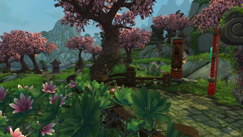 video games, nature, World of Warcraft, park - man made space, blossom, plant, growth, day, flower head, park, springtime, tree, no people, pink color