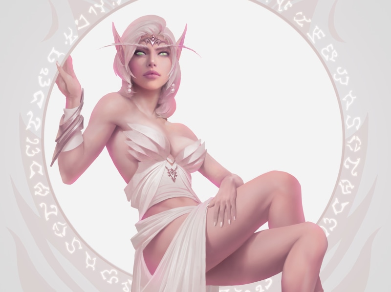 wow, girl, blizzard, art, elf, blood elf, 4K, World of Warcraft, Warcraft