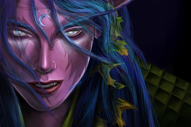 World of WarCraft, Figure, The Rustle Of The Wind, The Tyrande Whisperwind, Illustration, Night Elf, Environments, Lips, Art, Blizzard Entertainment, Eyes