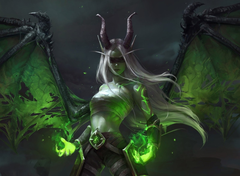 demon, video games, Blood Elf, Illidari, Magic, Demon Hunter, world of warcraft, 1080P