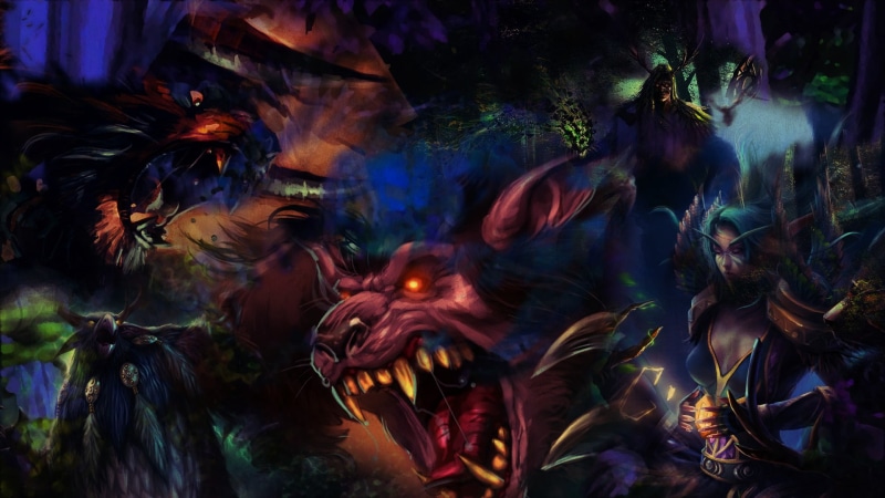 no people, nature, flowing, multi colored, high angle view, night, celebration, Warcraft, World Of Warcraft, water, illuminated, Druid, motion, Bear, full frame