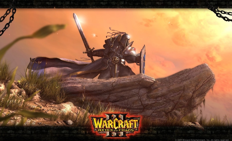 sky, reign, wc3, warcraft iii reign of chaos, male likeness, text, sculpture, sunset, craft, auto post production filter, western script, outdoors, warcraft iii