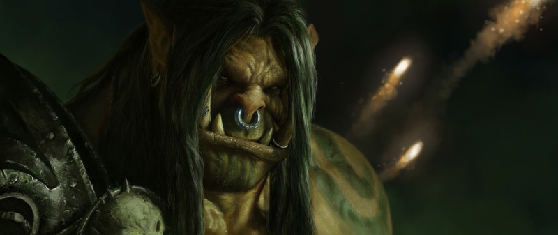 aggression, close-up, emotion, night, 1080P, Grommash Hellscream, negative emotion, mystery, one person, illuminated, sadness, digital, looking, communication