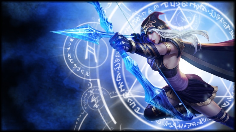 hunter, bow, dancing, space, fantasy, fashion, video games, fantasy girl, illuminated, young adult, full length, elf, female, blue, women, Ashe, League of Legends