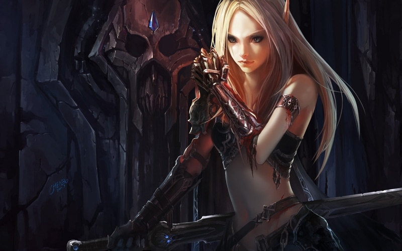 Chenbo, anime, world of warcraft, Blood Elf, sexy anime, 1080P, digital art, Blonde