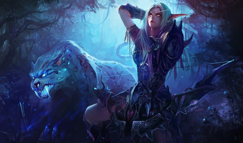 chenbo, beauty, fantasy, females, fish, young women, deep, 1080P, mystery, creativity, chaos, Archer, indoors, bow, beautiful, clothing, undersea, tiger