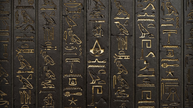 1080P, wall  hieroglyphs  digital art  video games  Assassins Creed: Origins  Assassins Creed