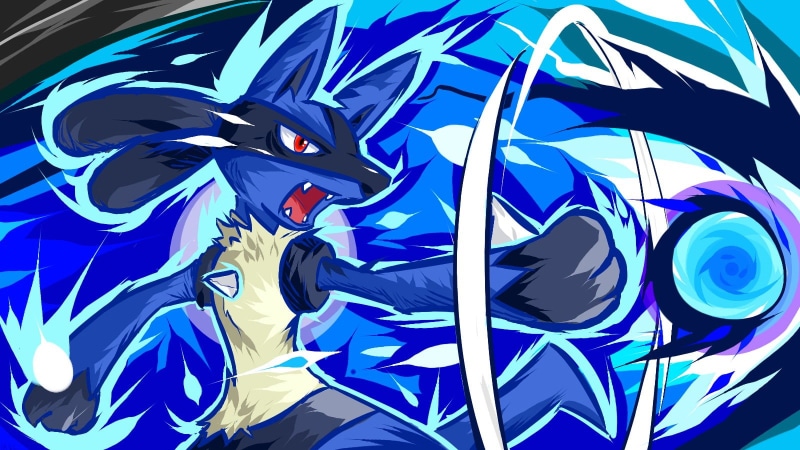 backgrounds, representation, multi colored, Lucario, festival, 720P, low angle view, indoors, design, abstract, flag, waving, illustration, Nintendo, riolu