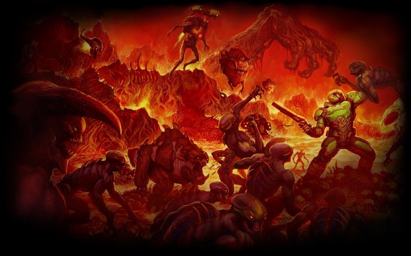 1080P, Doom slayer, Doom (2016), hell, video game characters, Video Game Art